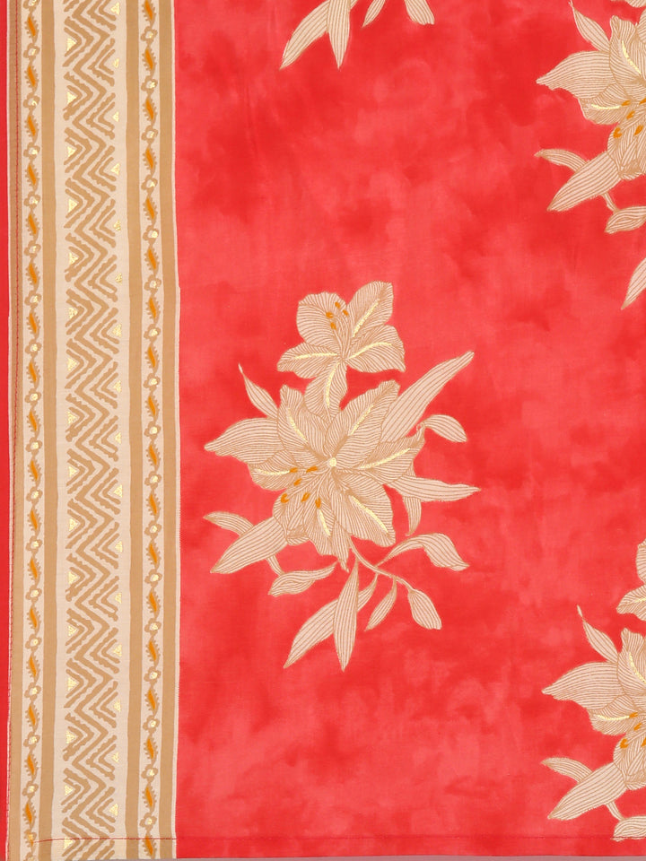 Mustard Dola Silk Floral Digital Print Three Piece Set