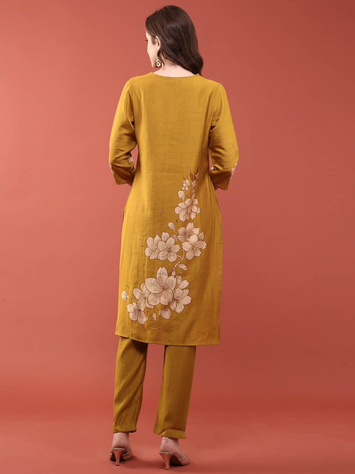 M Green Viscose Rayon Floral Printed Two Piece Set