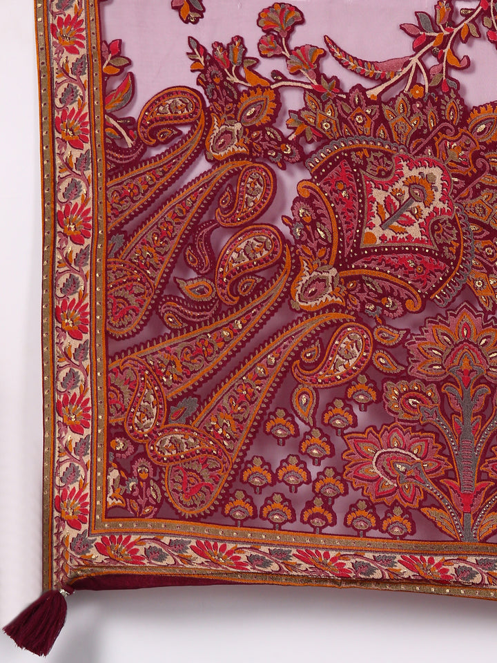 Wine Dola Silk Three Piece Set