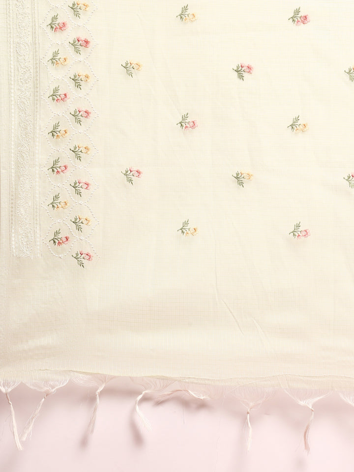 Pista Green Kota doriya Resham thread work three piece suit set