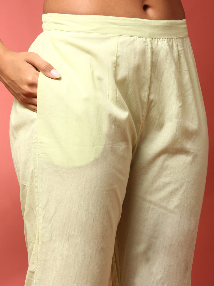 Pista Green Kota doriya Resham thread work three piece suit set