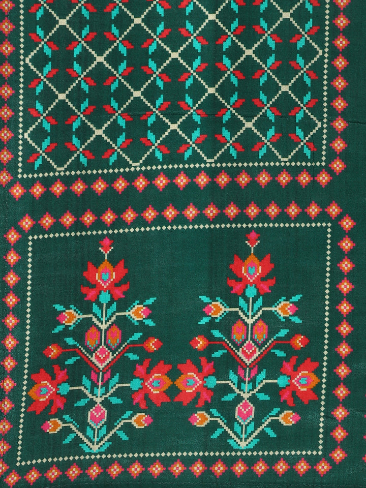 Bottle Green Suit set with Organza duppatta