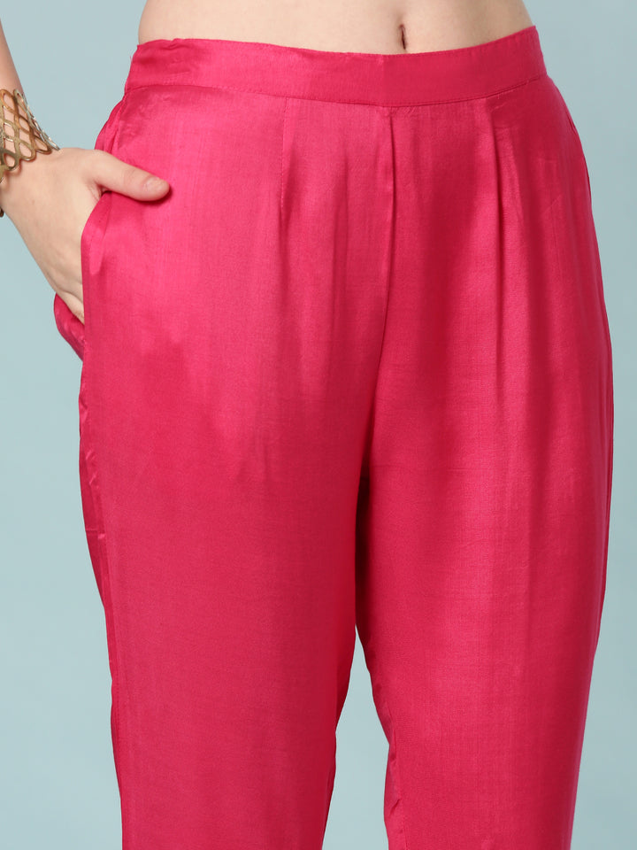 Rani Pink Crepe Digital Print Three Piece Set