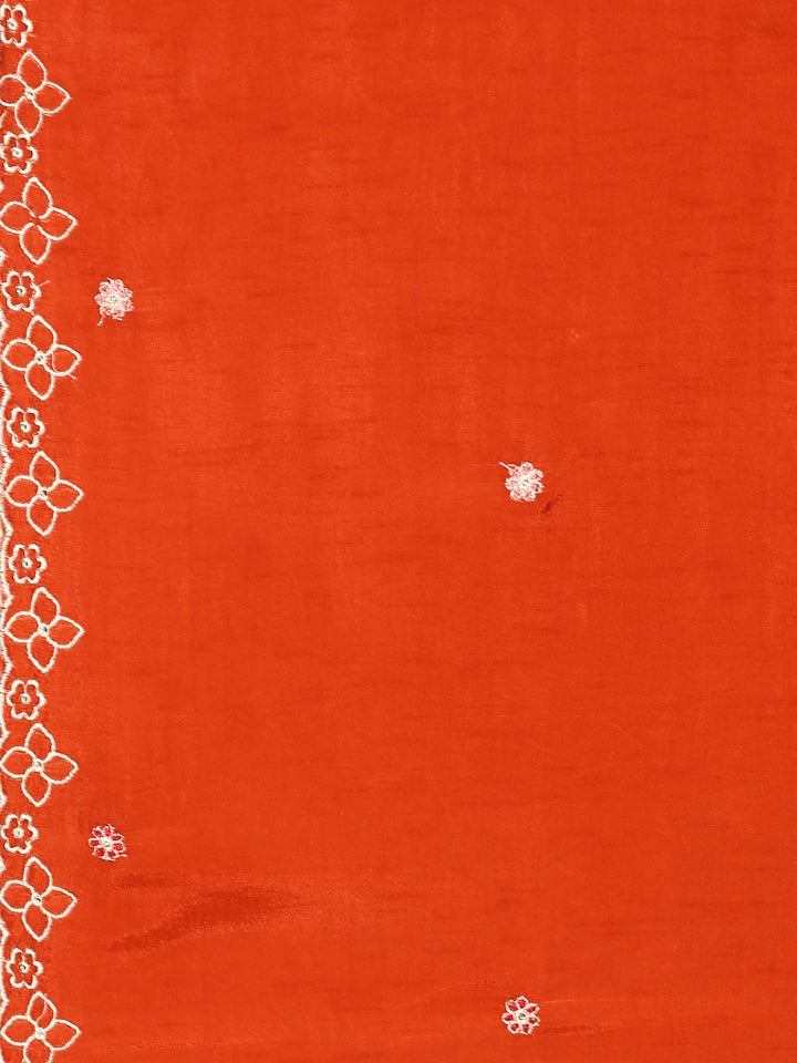 Rust Modal fabric suit thread embroidery with sequins