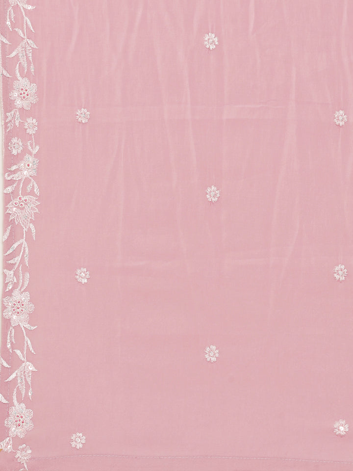 Baby Pink Modal Silk Embroidery Three Piece Suit Set