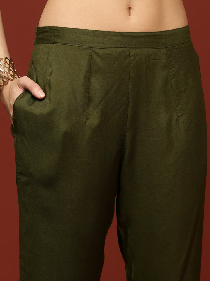 Olive Chinnon Printed Three Piece Set