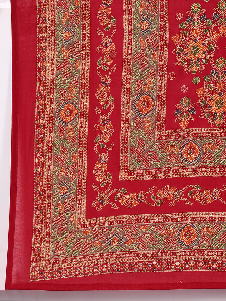 Maroon Dola Silk Three Piece Set