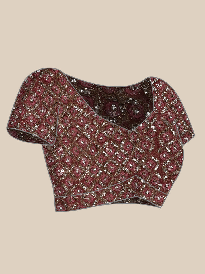 Pink Jacquard Embroidery Saree With Readymade Blouse