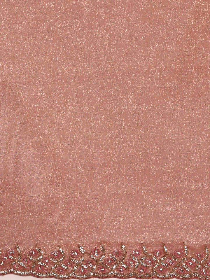 Pink Jacquard Embroidery Saree With Readymade Blouse