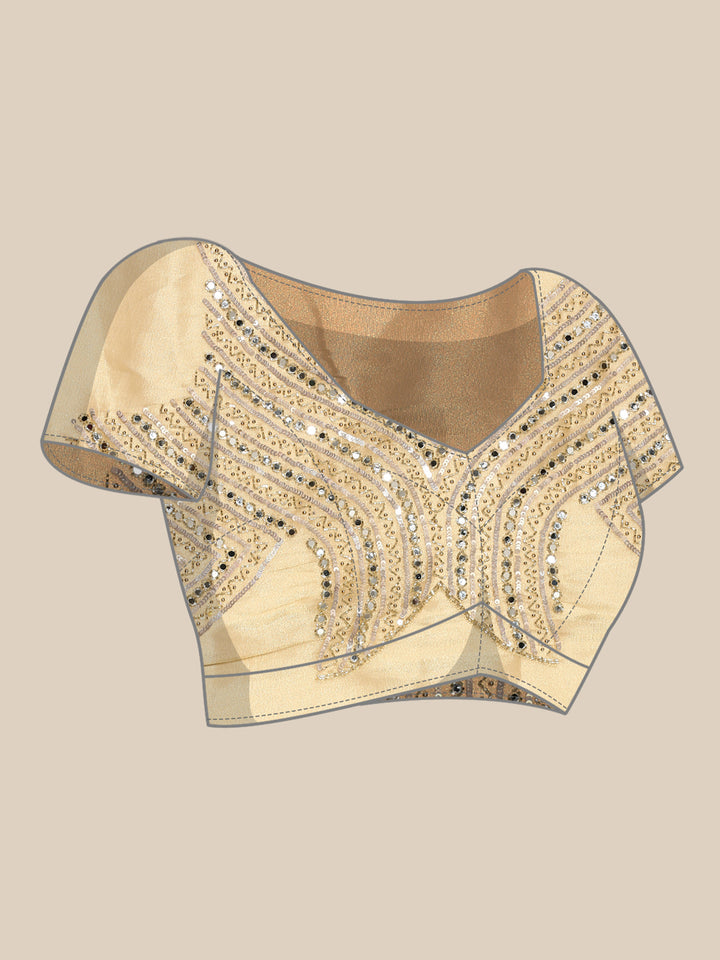 Yellow Tissue Saree Cut Dana Embroidery With Mirror Work