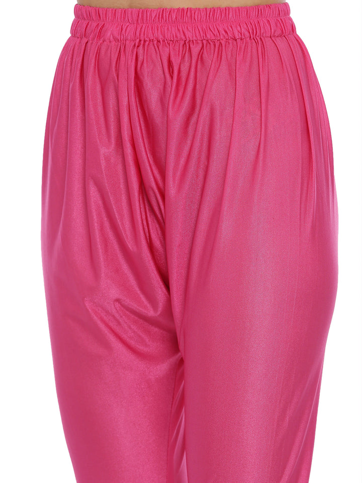 Neerus Pink embroidered suit set with churidar and dupatta - detail view 2