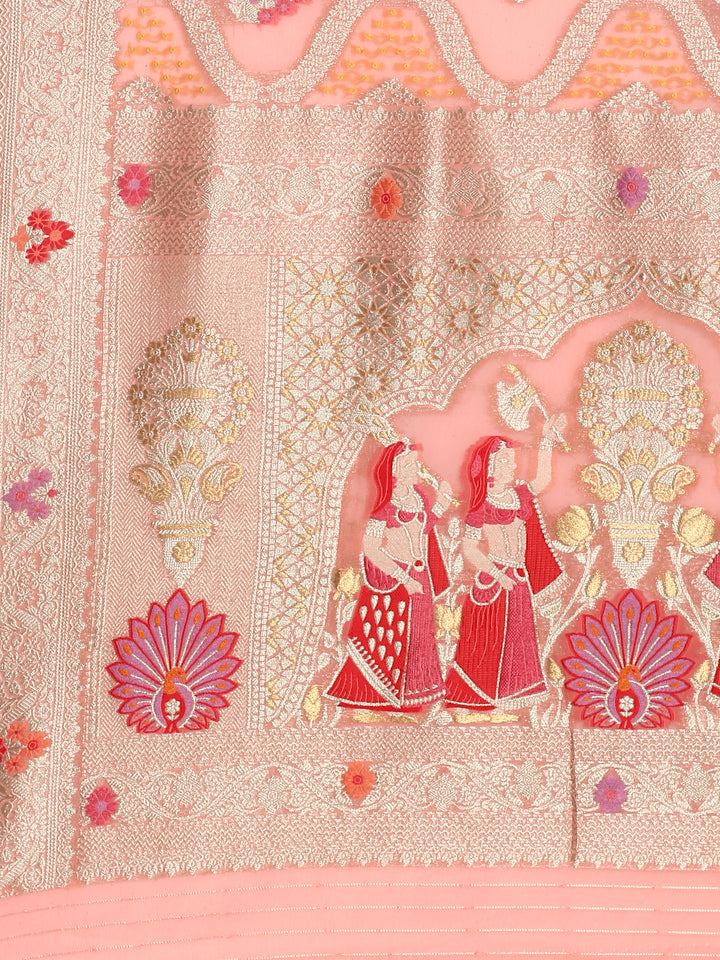 Pink khadi banaras weave saree