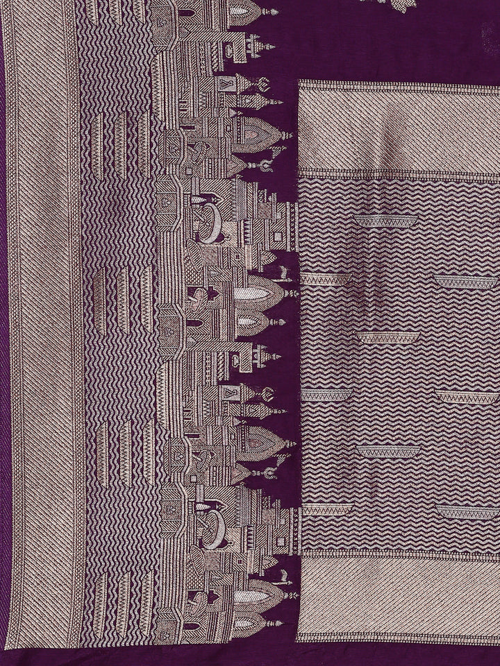 Wine Banaras silk saree