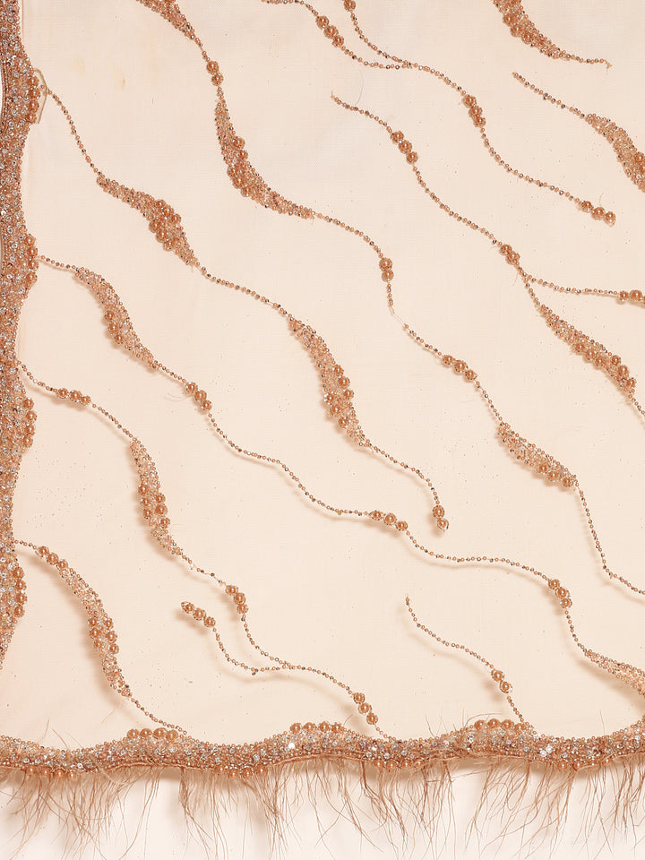 Onion pink net saree with pearl & cut Dana hand embroidery with Swarovski blouse