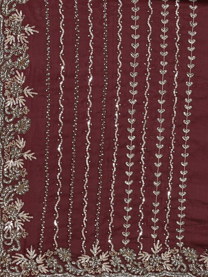 Maroon Swarovski & Cut Dana Hand Embroidered Saree