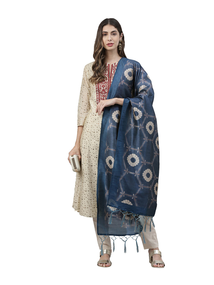 Neerus Women Beige  Maroon Printed Kurta with Trousers  Dupatta