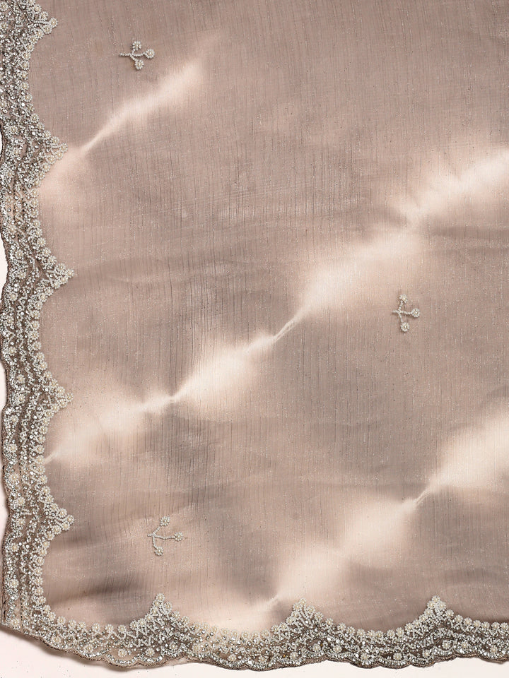 Grey Jimmy organza tie dye hand embroidery saree