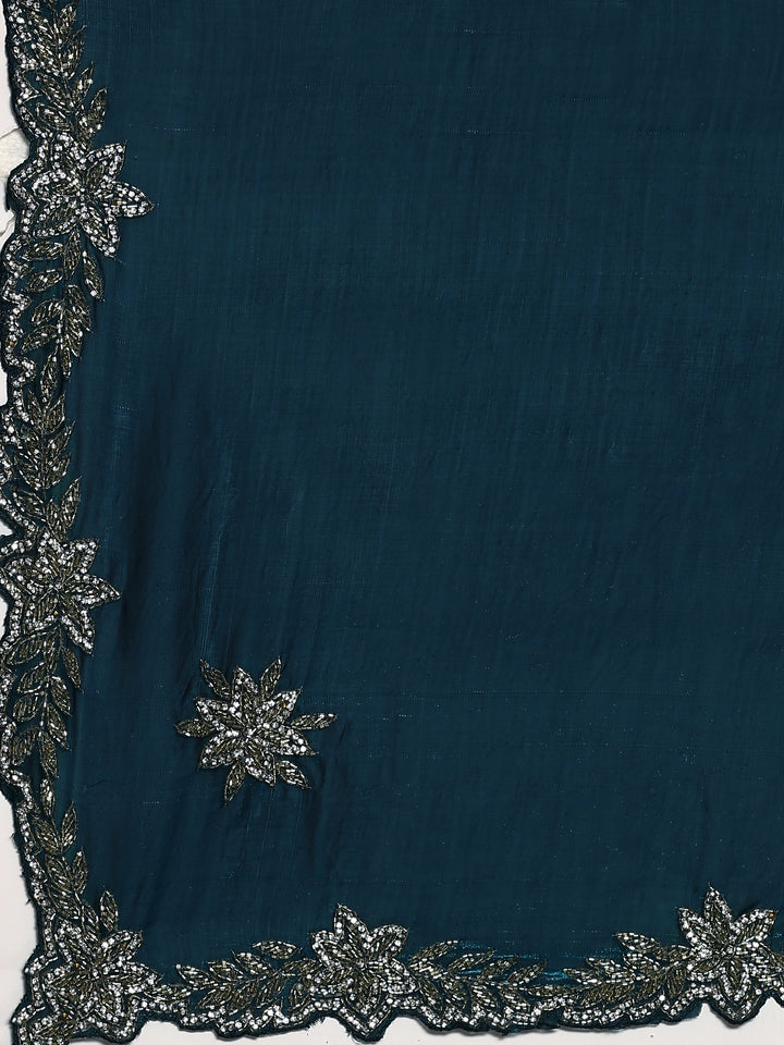 Peacock Jimmy Sheer Satin Safe Worn Cut Dana & Swarovski Hand Embroidery