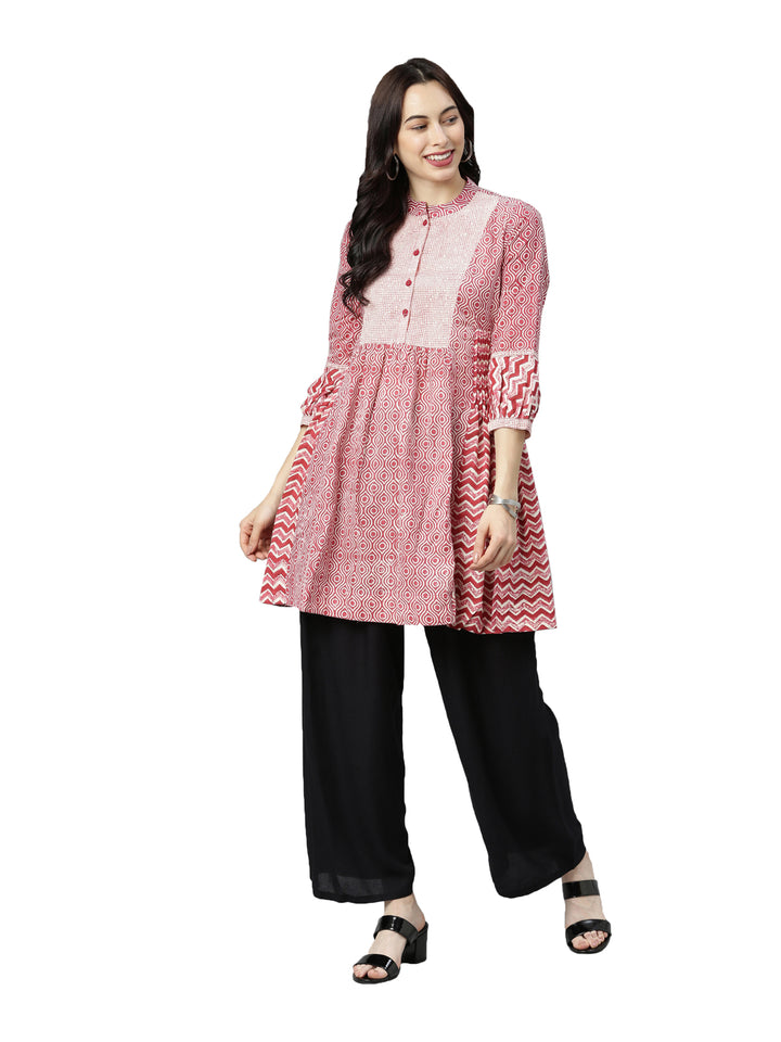 Neerus Women Red Printed A-Line Kurta