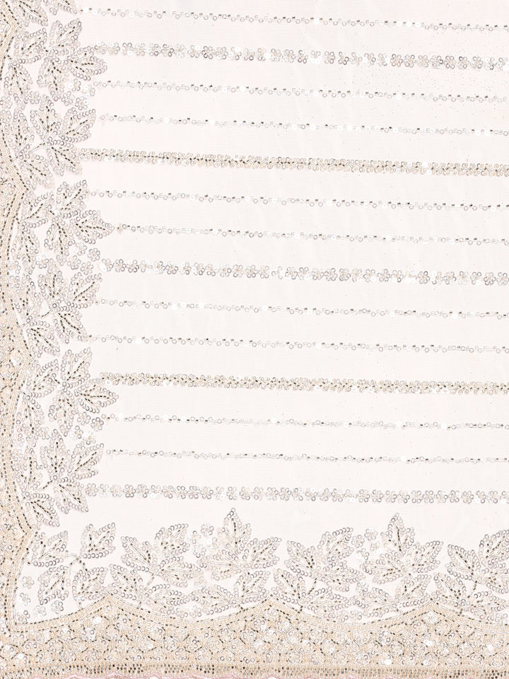 Baby pink net saree with cut Dana hand embroidery