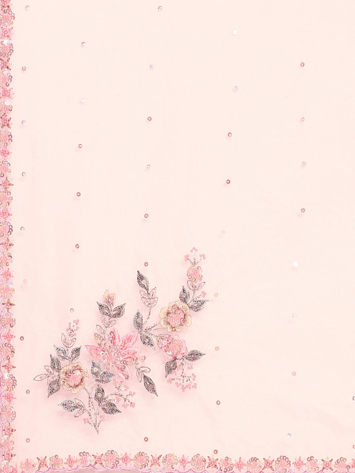 Purple Organza Saree With Hand Embroidery & Readymade Heavy Blouse Hand Embroidered