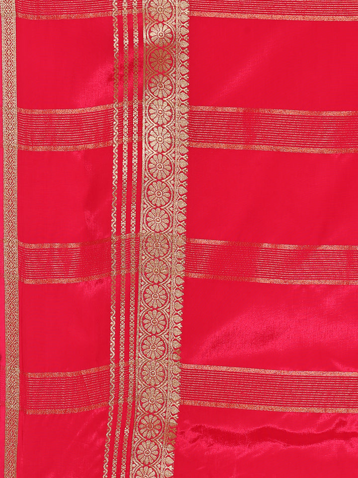 Green Mysore Crepe Silk Saree Plain Contrast Border And Pallu