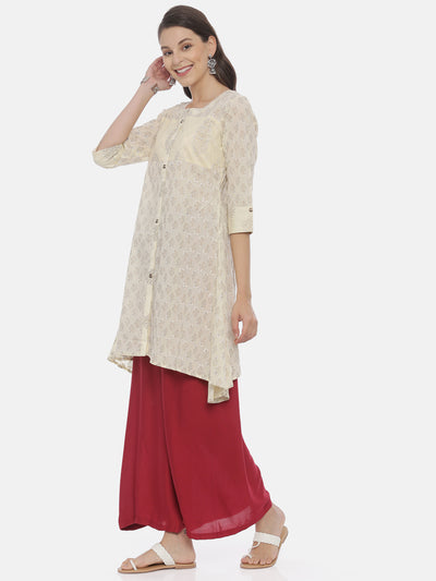 Neerus Women Cream-Coloured Printed A-Line Kurta