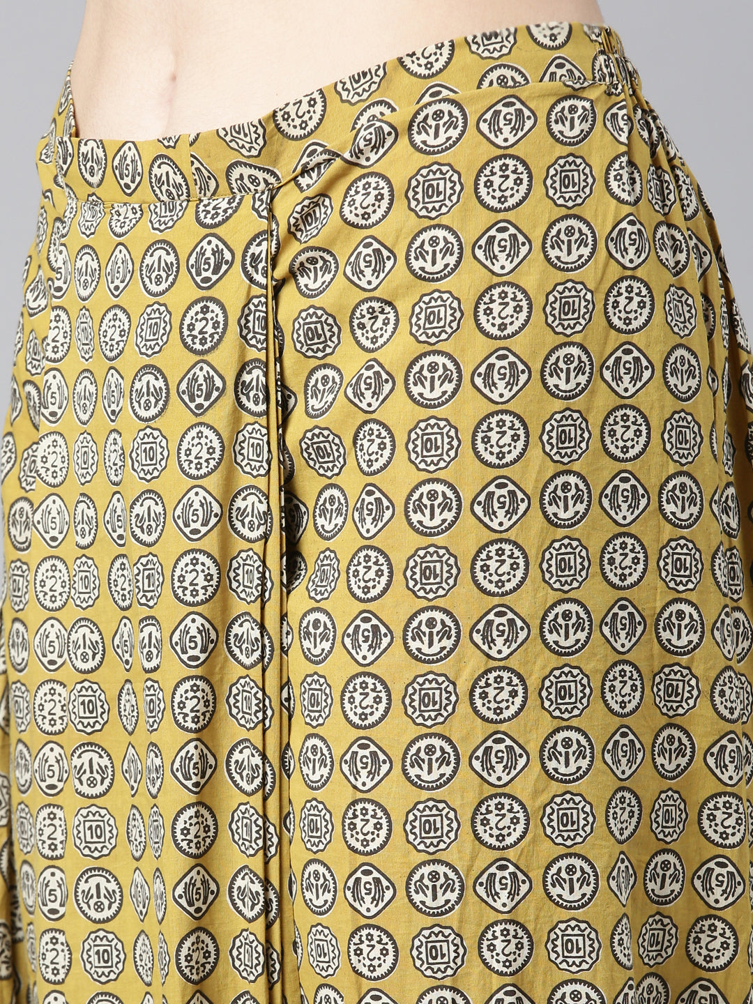 Neerus Mustard Empire Straight Solid Top And Dhoti Pants