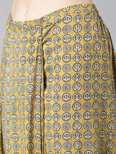 Neerus Mustard Empire Straight Solid Top And Dhoti Pants