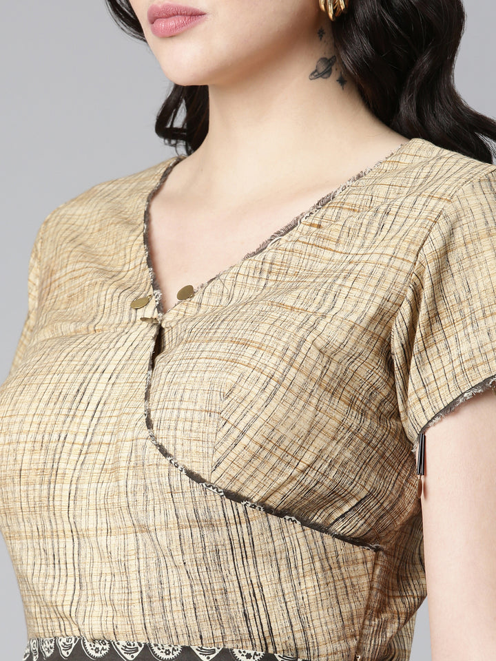 Neerus Multi cotton printed kurta set with dhoti pants - detail view 5