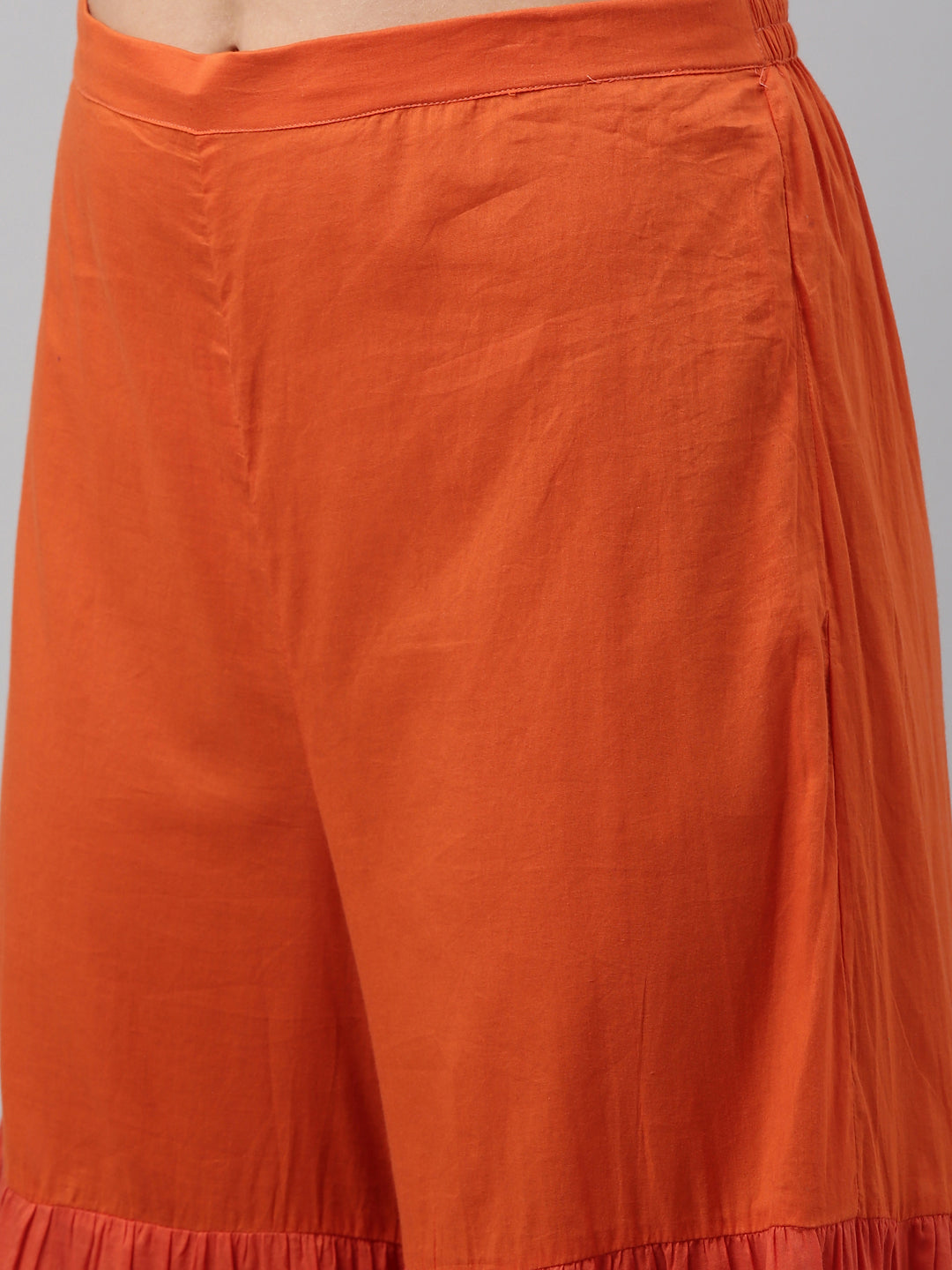 Neerus Pink chanderi pleated kurta set with sharara - detail view 4