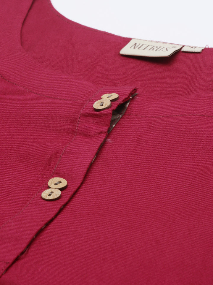 Neerus Maroon flared kurti - side view