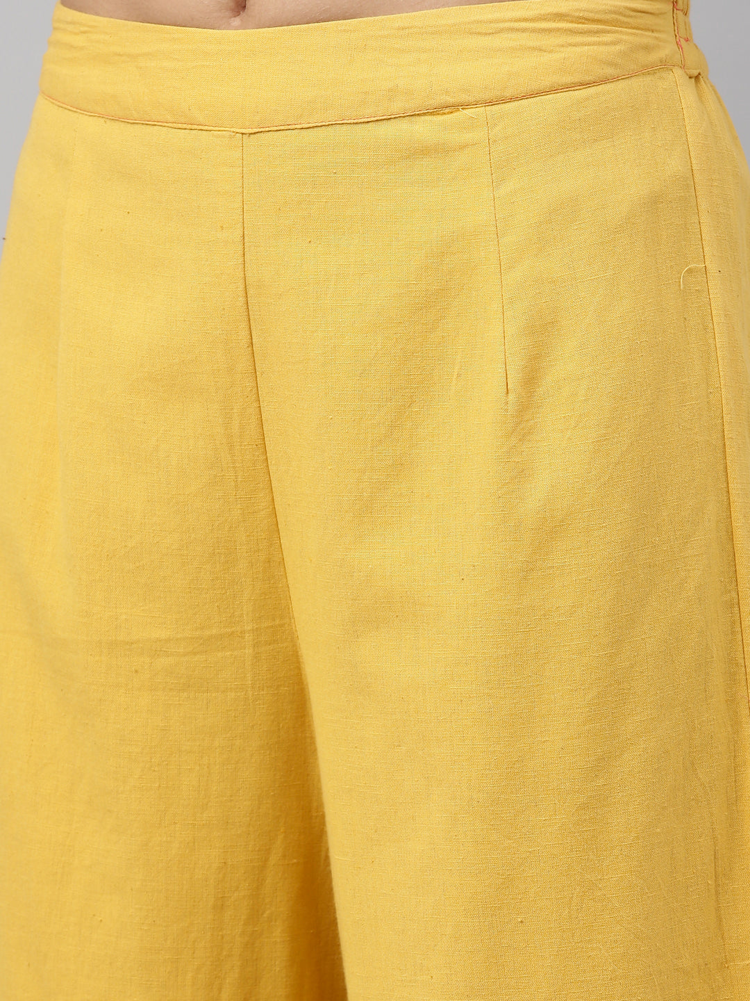 Neerus Yellow cotton printed kurta set with palazzo - detail view 4