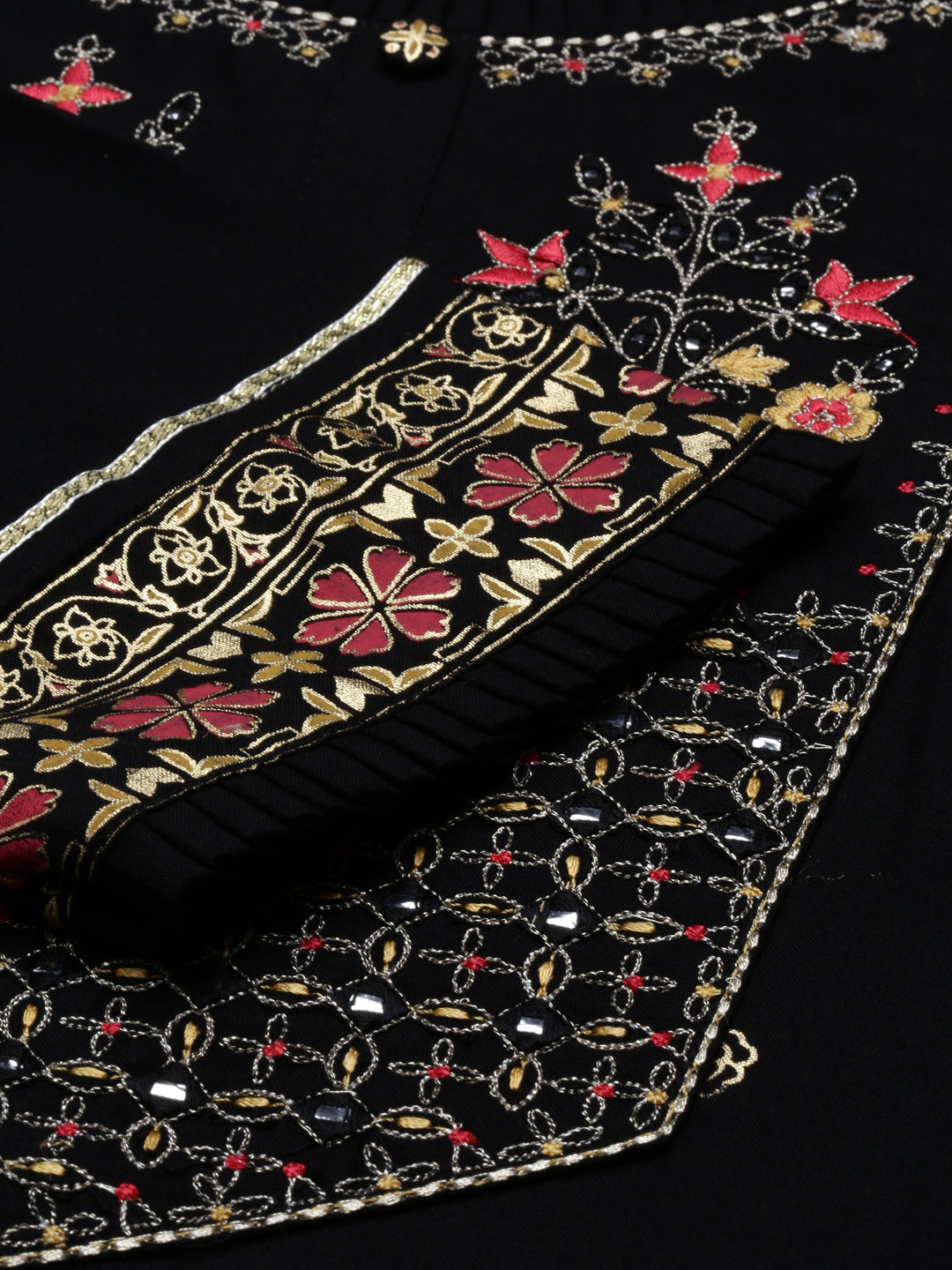 Neerus Women Black Floral Kurta