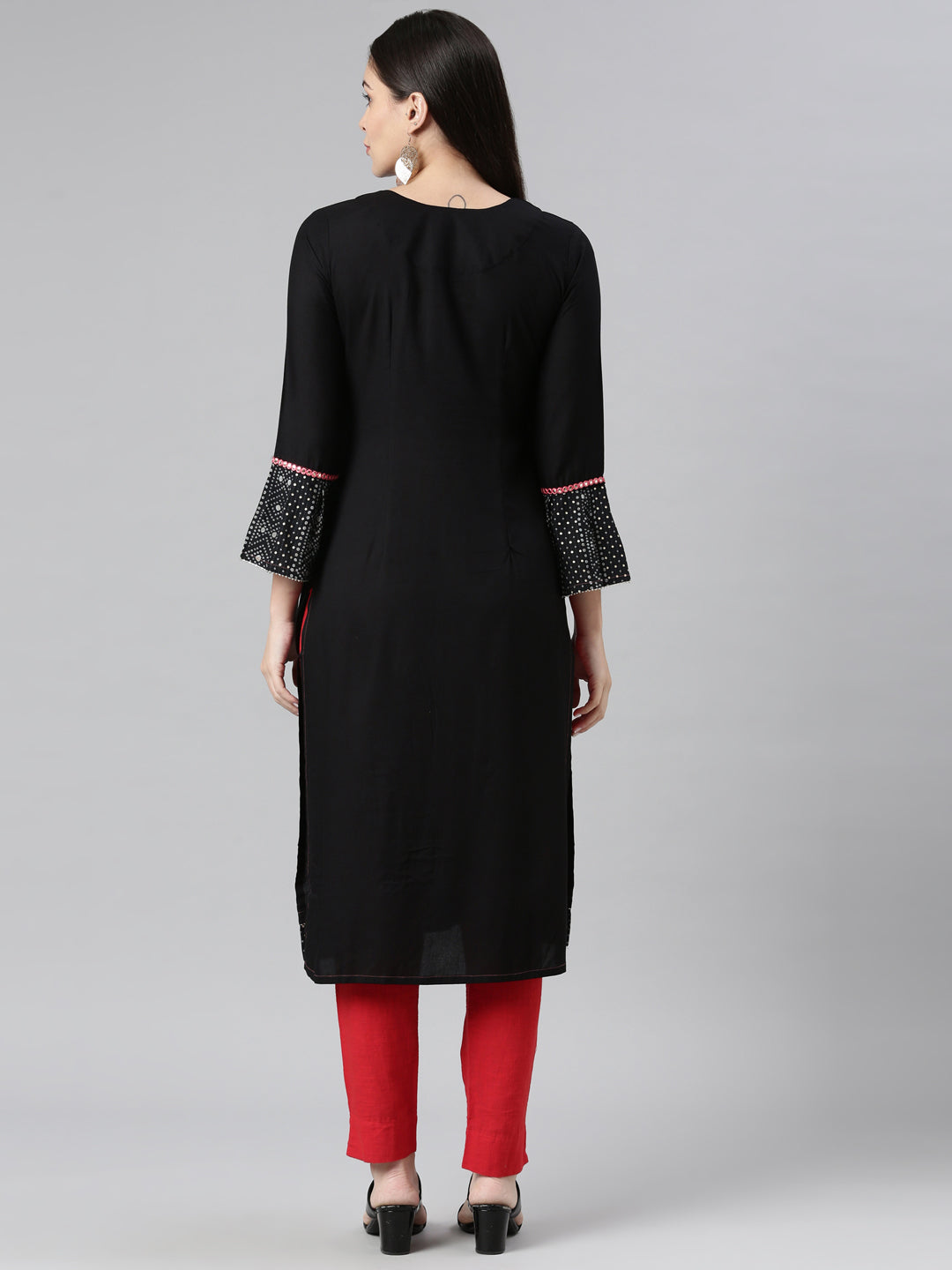 NEERU'S BLACK COLOR RAYON FABRIC KURTA