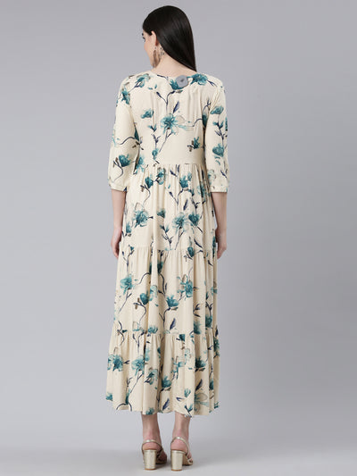 Neeru's Blue Straight Casual Printed Gown