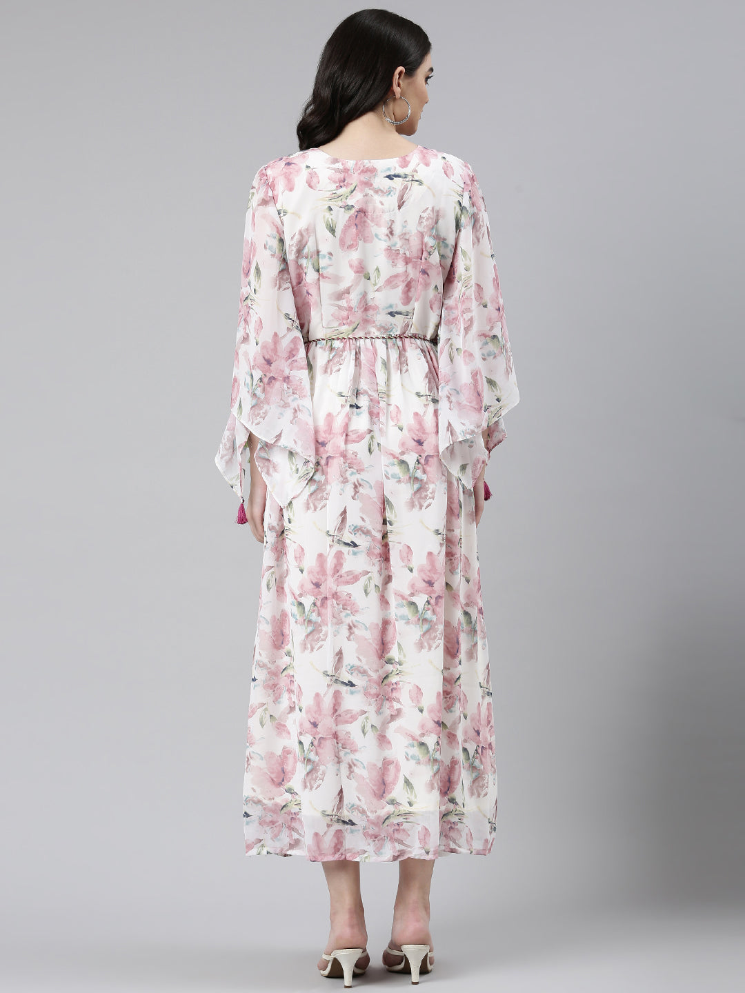 Neerus Pink Straight Casual Printed Gown