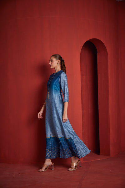 Neeru's Womens Blue Chiffon Fabric Dress