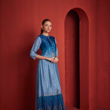 Neerus Womens Blue Chiffon Fabric Dress