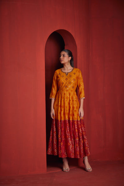 Neeru's Womens Yellow Georgette Fabric Dress