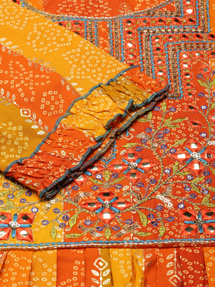 Neerus Orange Straight Casual Floral Dresses