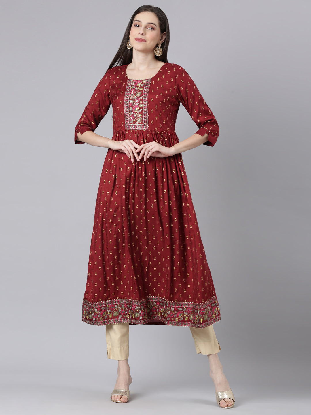sachin and babi light blue dress Neerus Maroon Solid Silk Straight Dress for Casual Women – Neerus India