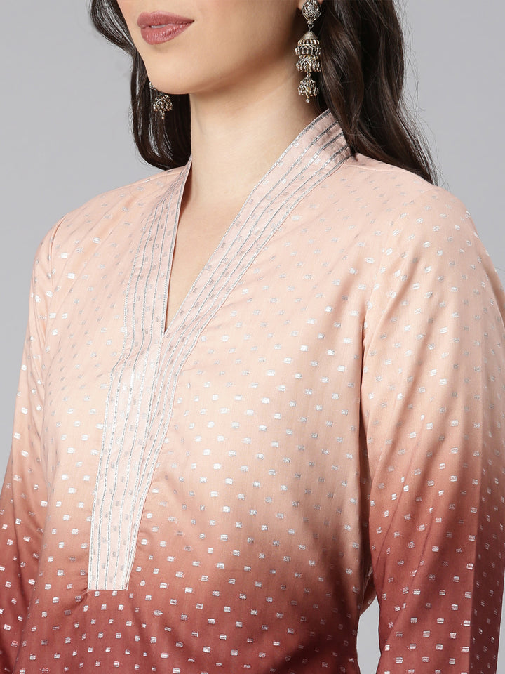 Neerus Brown Casual Solid Kurtas