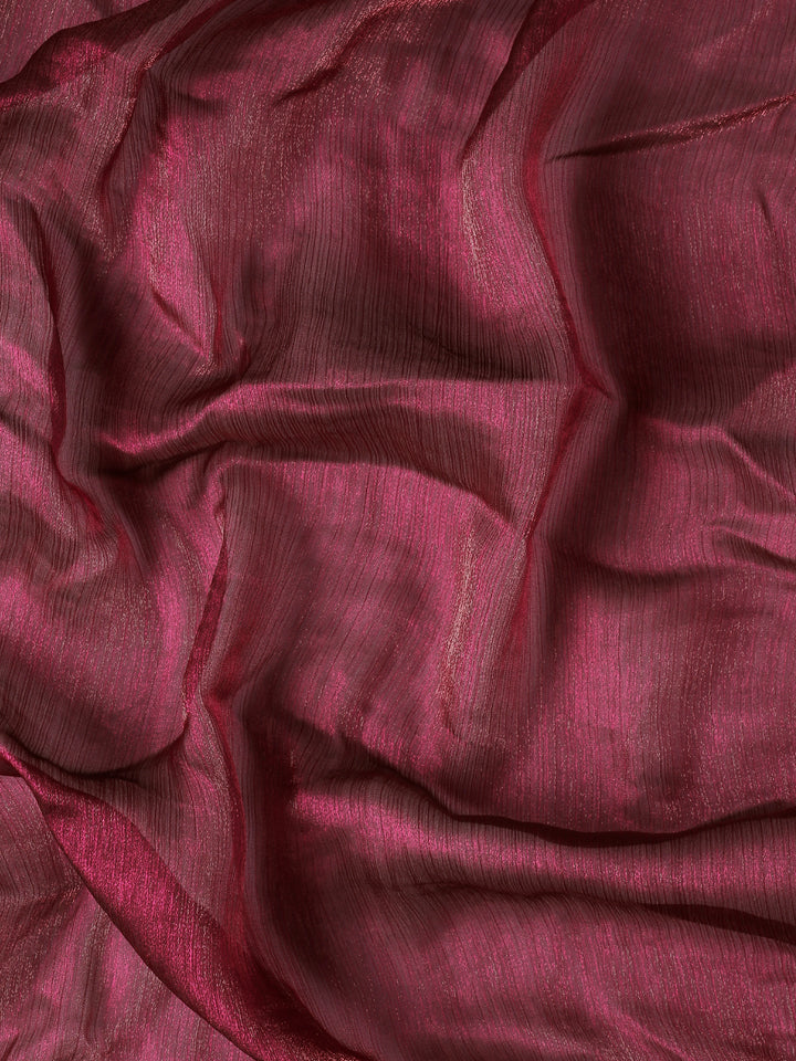 Mahroon jimmy tissue saree with cut Dana hand embroidery