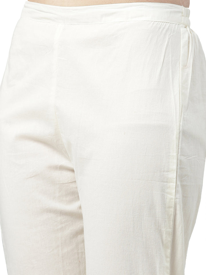 Neerus Women Cream-Coloured Printed Kurta with Salwar