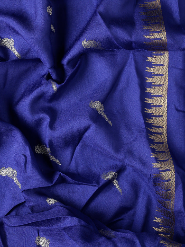 Royal blue mysore silk saree with pichvai motifs