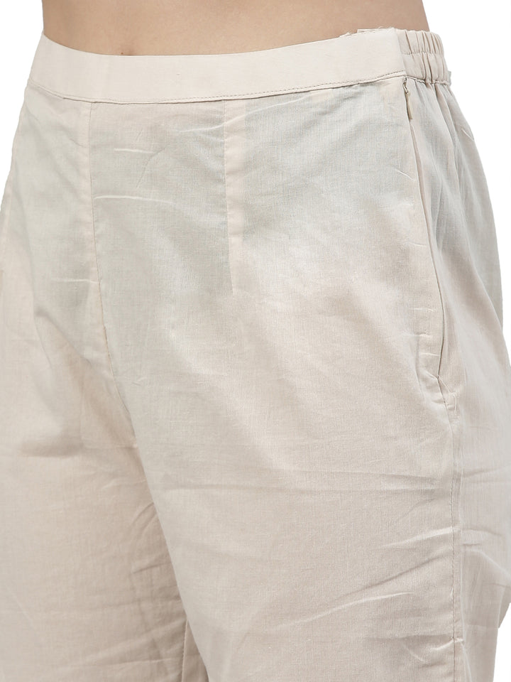 Neerus Women Beige  Maroon Printed Kurta with Trousers  Dupatta