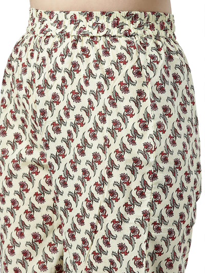 Neerus Women Green  Maroon Printed Kurta with Trousers