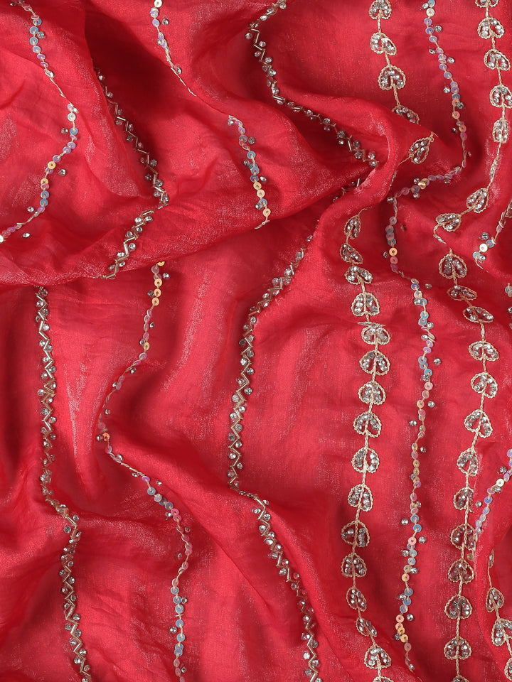 Red swarovski & Cut Dana embroidery saree