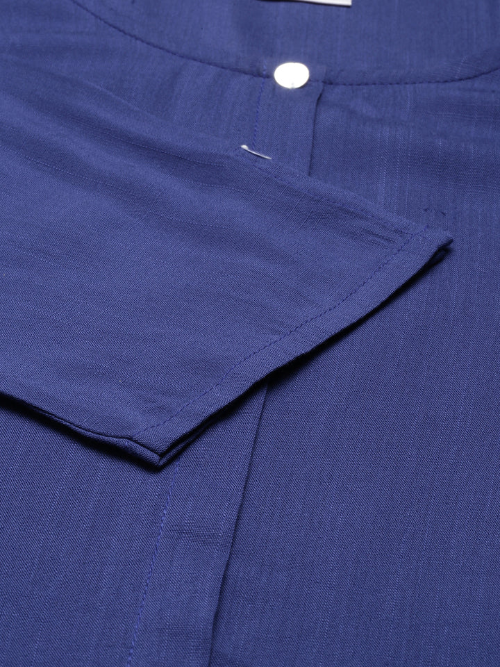 Neerus Women Blue Embroidered Kurta